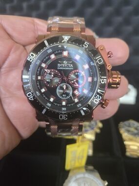 Invicta Rose Gold and Black Chronograph Dive Watch
